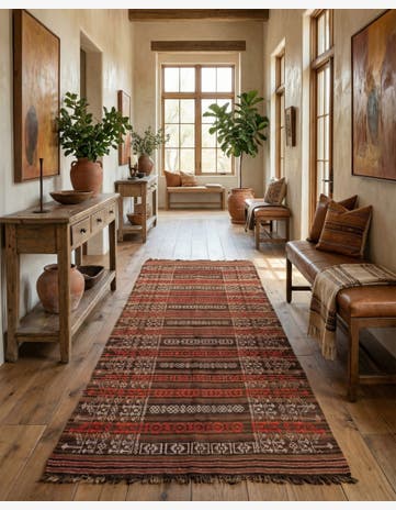 4' 1 x 10' 8 Hand Woven Kilim Fars Wool Runner Rug
