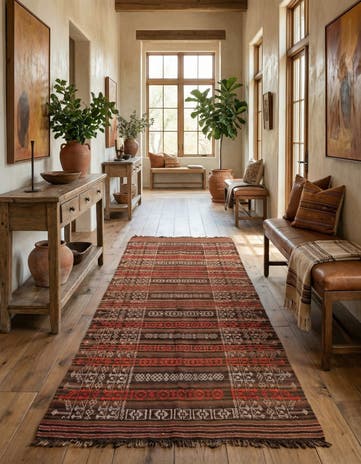 4' 1 x 10' 8 Hand Woven Kilim Fars Wool Runner Rug