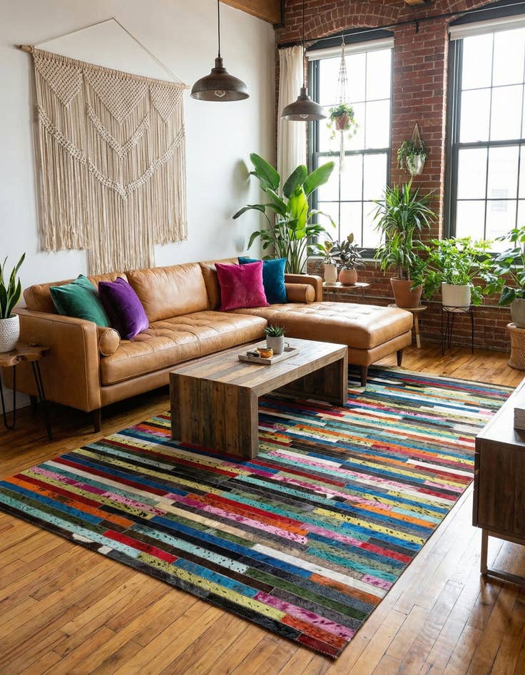 Detail image of  5' 1 x 8' 1 Cowhide - Patchwork Rug