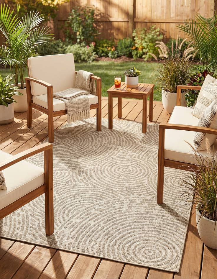 Detail image of 5' 3 x 7'  Washable Modern Indoor / Outdoor Rug