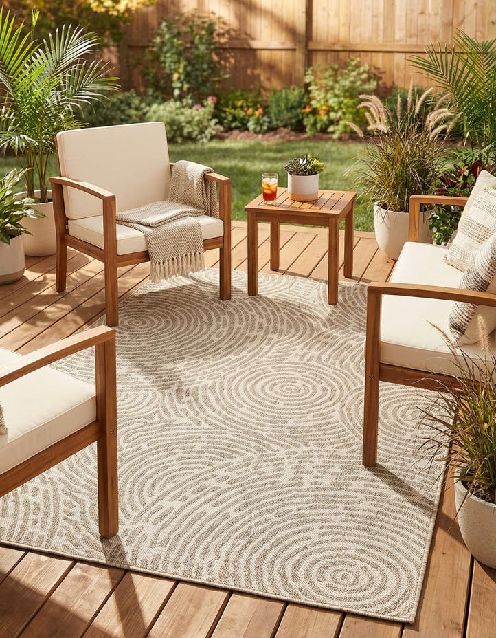 5' 3 x 7' Easy-Clean Modern Indoor / Outdoor...