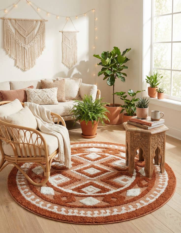 Detail image of  5' 3 x 5' 3 Boho Round Rug