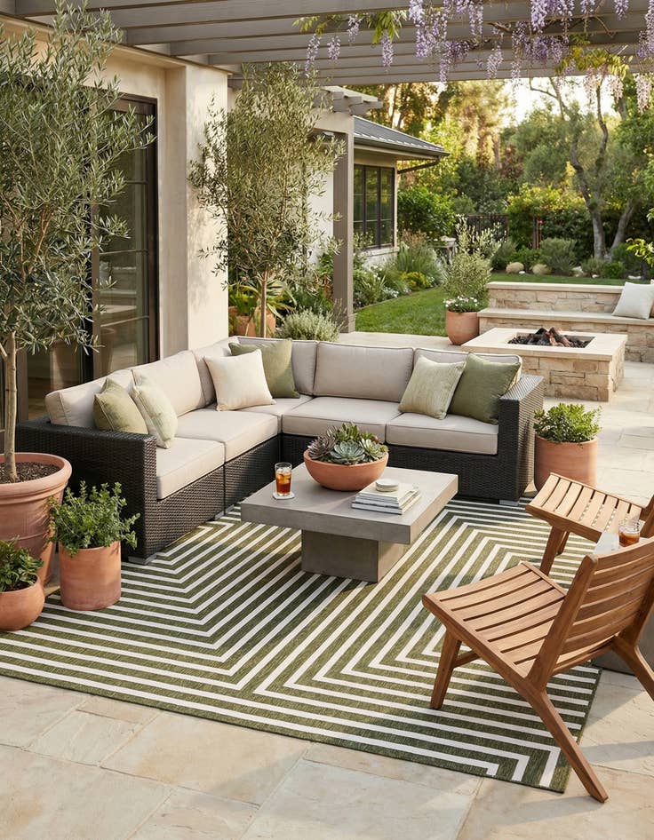 Detail image of 12' x 12'  Washable Modern Indoor / Outdoor Square Rug