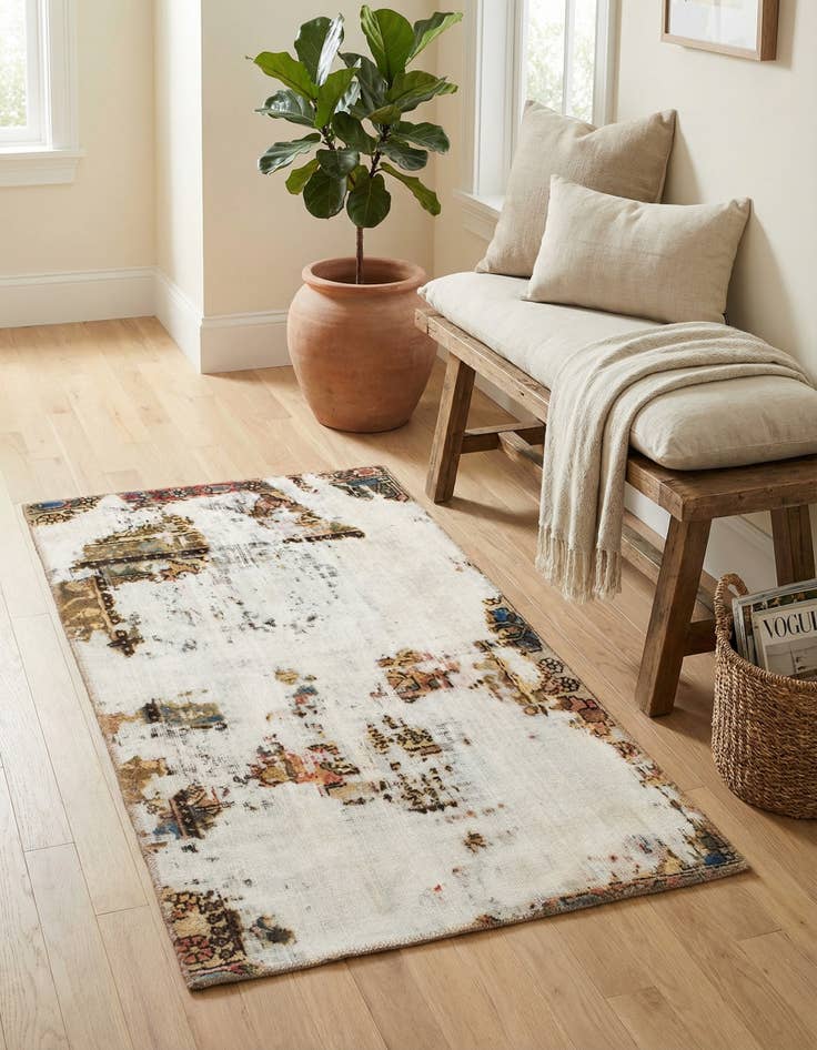 Detail image of 2' 10 x 4' 6  Hand Knotted Ultra Vintage Persian Wool Rug