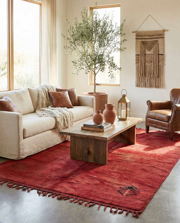 6' 7 x 9' 5 Hand Knotted Moroccan Wool Rug