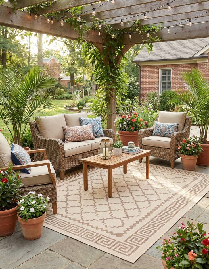 Detail image of 7' x 10'  Washable Trellis Indoor / Outdoor Rug