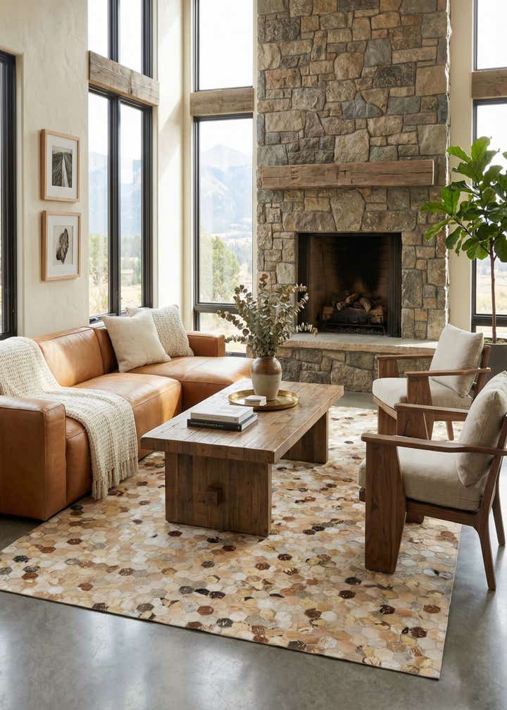 5' x 8' 2 Cowhide Leather Rug