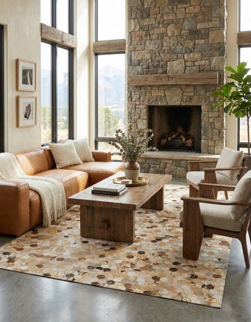 5' x 8' 2 Cowhide Leather Rug