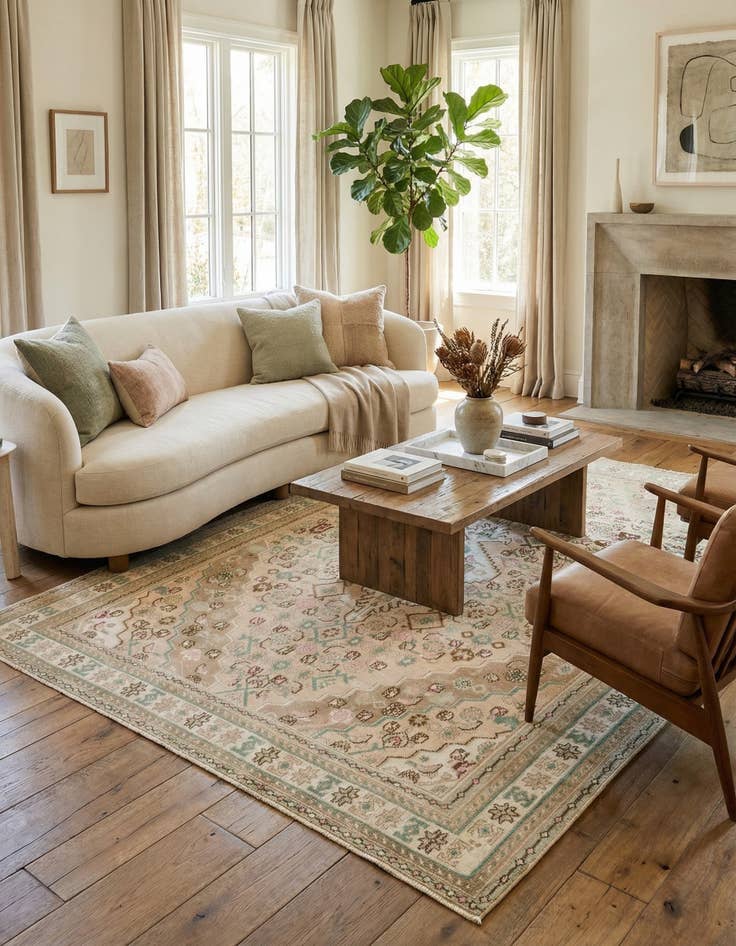 Detail image of 6' 8 x 9' 6  Hand Knotted Ultra Vintage Persian Wool Rug