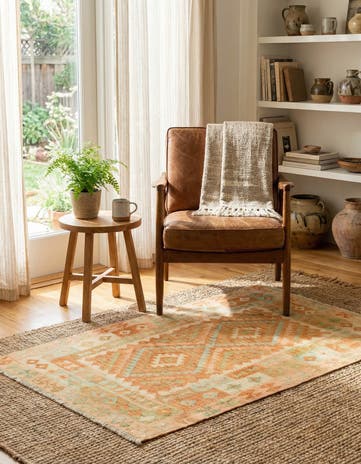 3' 3 x 5' Hand Woven Kilim Waziri Wool Rug