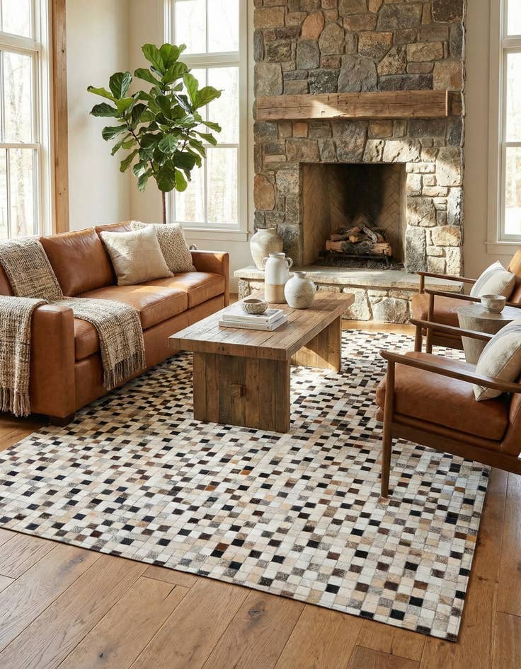 Detail image of 5' x 8' Cowhide Leather Rug