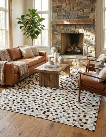 5' x 8' Cowhide Leather Rug