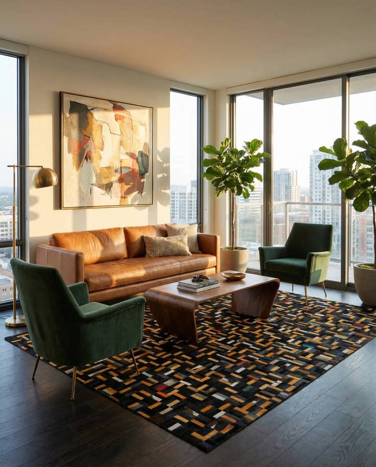 Detail image of 5' x 8' Cowhide - Patchwork Rug