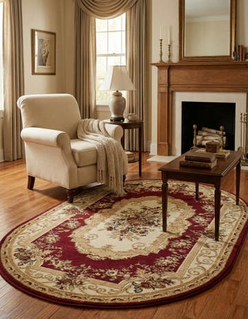 Red Chateau Oval Rug