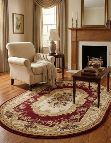 Red Chateau Oval Rug