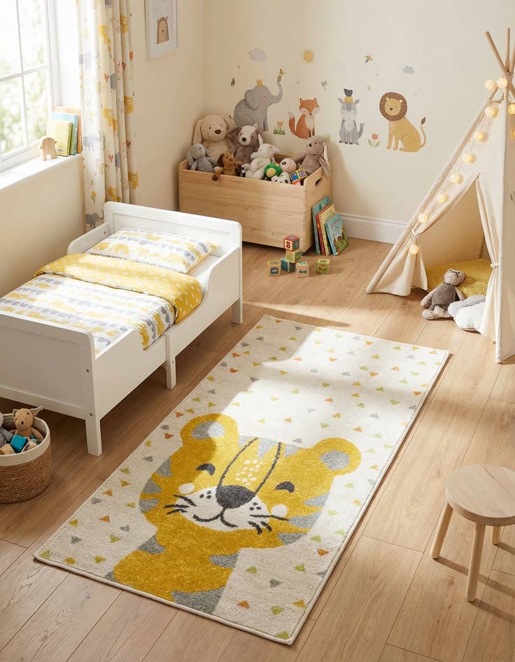 Detail image of 2' 2 x 4' Tiger Whimsy Kids Runner Rug