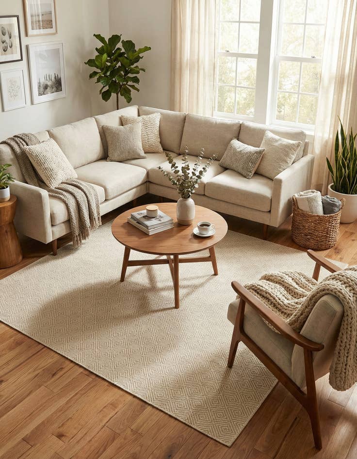 Detail image of  7' 10 x 7' 10  Hand Woven Geo Trellis Flatweave Square Rug