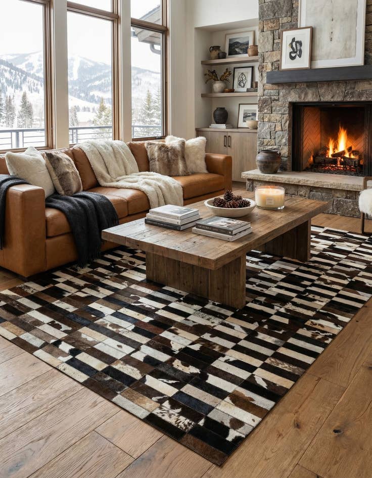 Detail image of  5' x 7' 11 Cowhide - Patchwork Rug