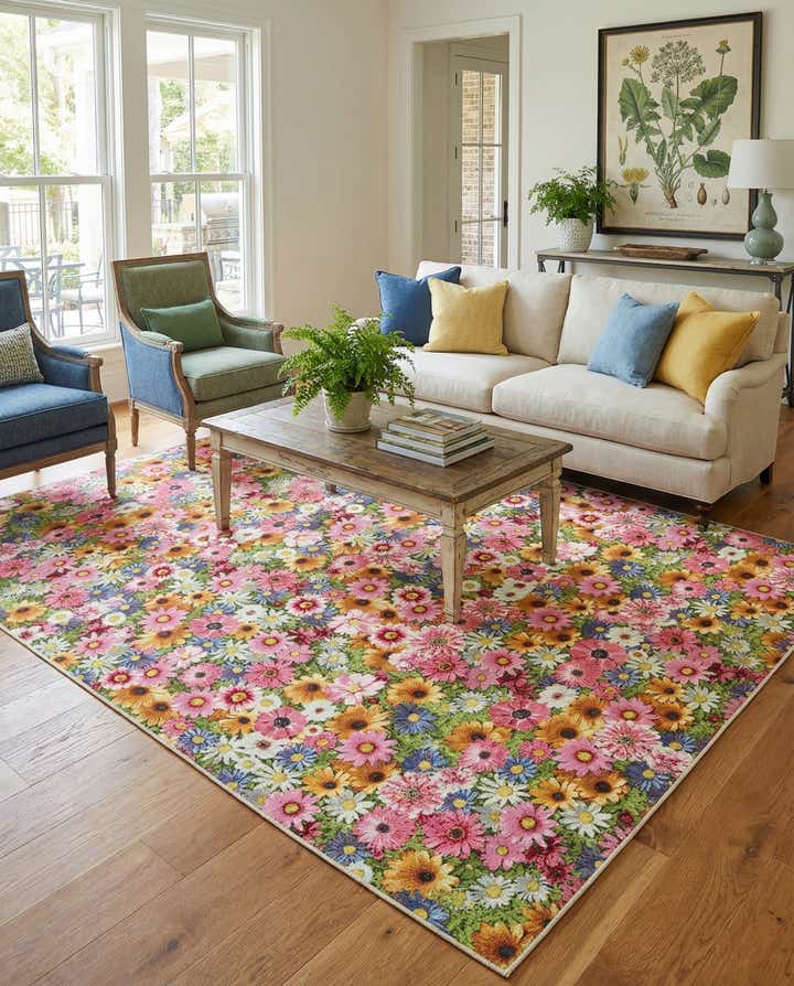 9' x 12' Easy-Clean Botanical Indoor / Outdoor Rug