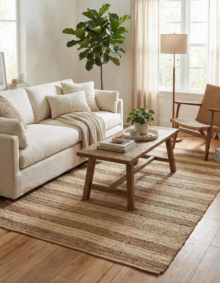 5' 1 x 8' Handmade Braided Jute Rug