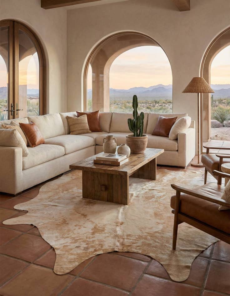 Detail image of 6' 4 x 6' 6 Cowhide Leather Square Rug