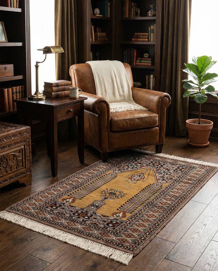 Detail image of 2' 8 x 4' 5 Hand Knotted Bokhara Oriental Wool Rug