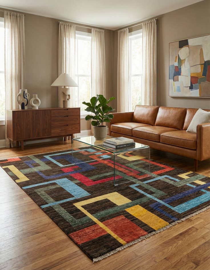 Detail image of 5' 1 x 6' 8  Hand Knotted Modern Ziegler Wool Rug