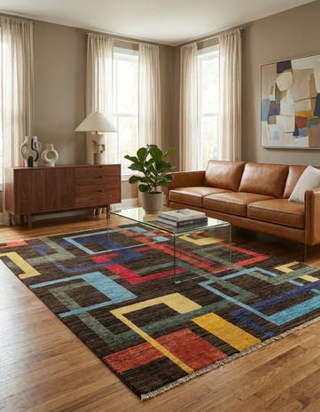5' 1 x 6' 8 Hand Knotted Modern Ziegler Wool Rug