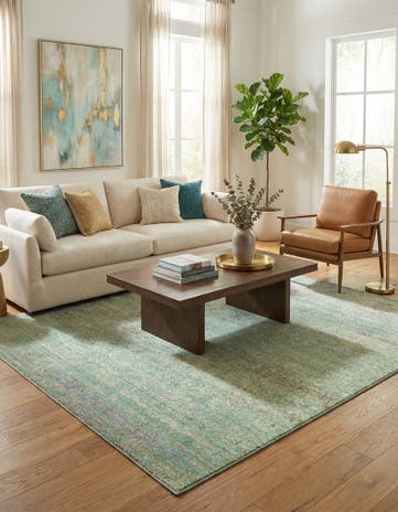 Green Aqua Square Rug