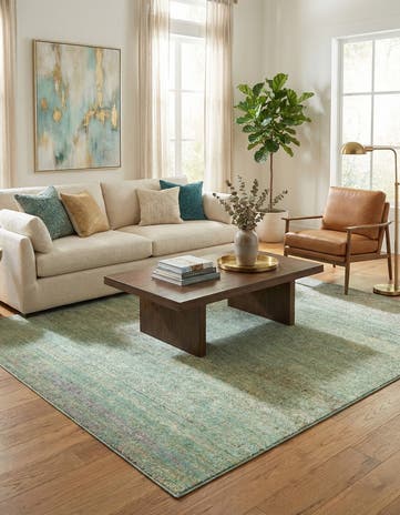 Green Aqua Square Rug