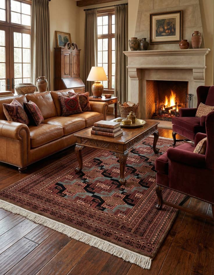 Detail image of  4' 1 x 6' 2  Hand Knotted Bokhara Oriental Wool Rug