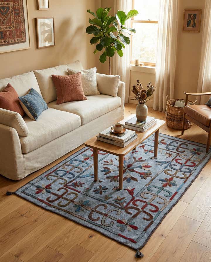 4' x 5' 5 Hand Woven Kilim Modern Wool Rug