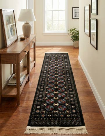 Dark Green Bokhara Runner Rug