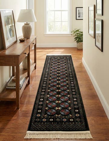 Dark Green Bokhara Runner Rug
