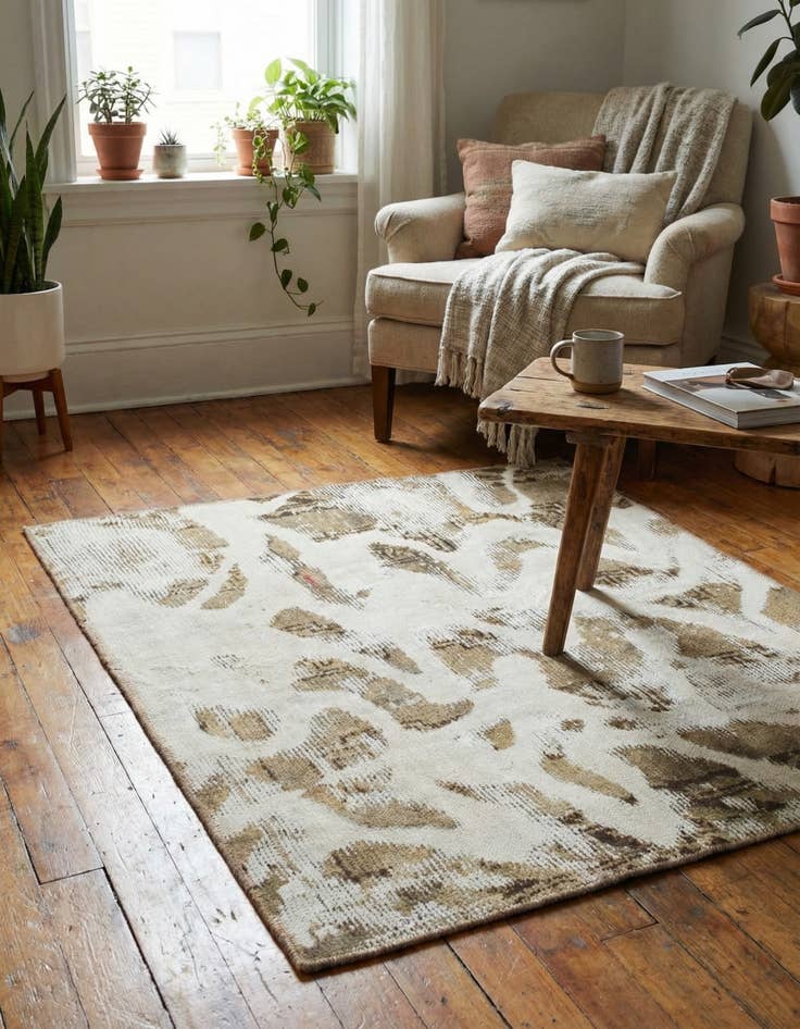 Detail image of 3' 4 x 3' 6  Hand Knotted Ultra Vintage Persian Wool Square Rug