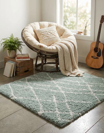 Sage Green Soft Touch Shag Square Rug