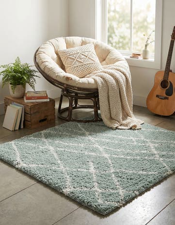 Sage Green Soft Touch Shag Square Rug