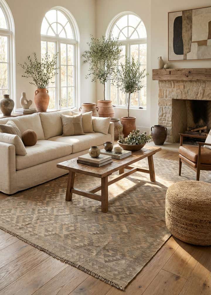 6' 6 x 9' 9 Hand Woven Kilim Maymana Wool Rug