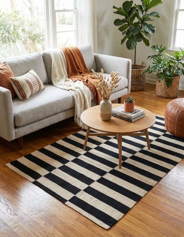 3' 4 x 4' 9 Hand Woven Kilim Modern Wool Rug