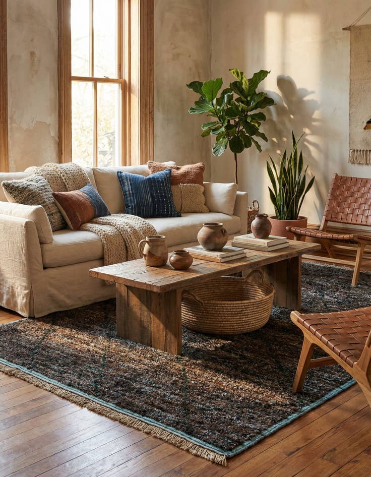 Detail image of 6' 1 x 9' 1  Hand Knotted Moroccan Wool Rug