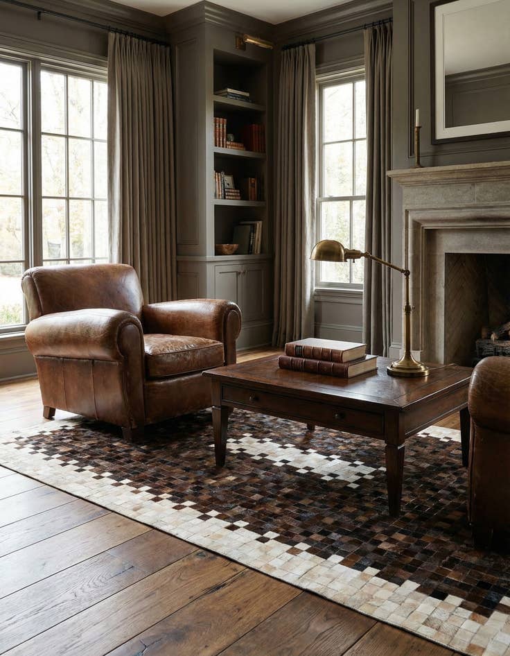 Detail image of 5' 1 x 8' Cowhide Stocks Rug