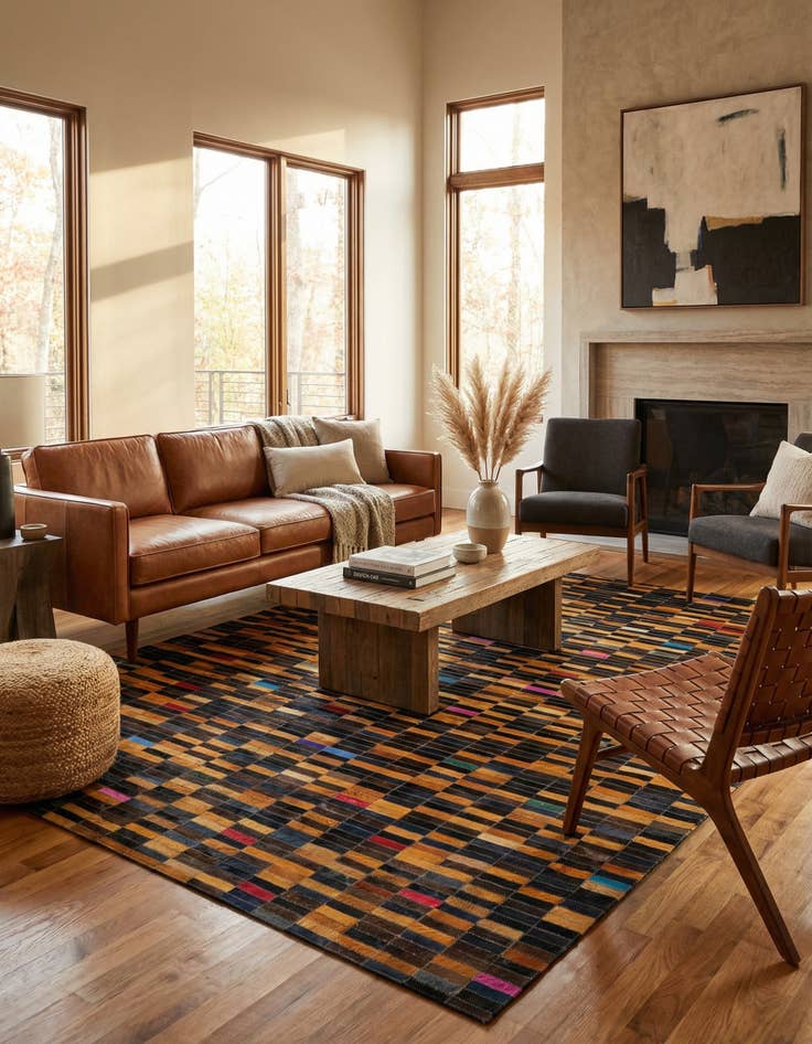 Detail image of 5' 1 x 8' Cowhide - Patchwork Rug