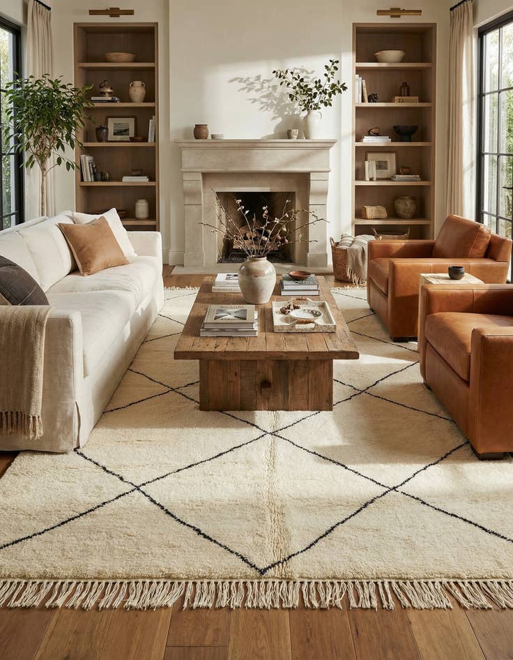 Detail image of 6' 2 x 10' 3  Hand Knotted Moroccan Wool Rug