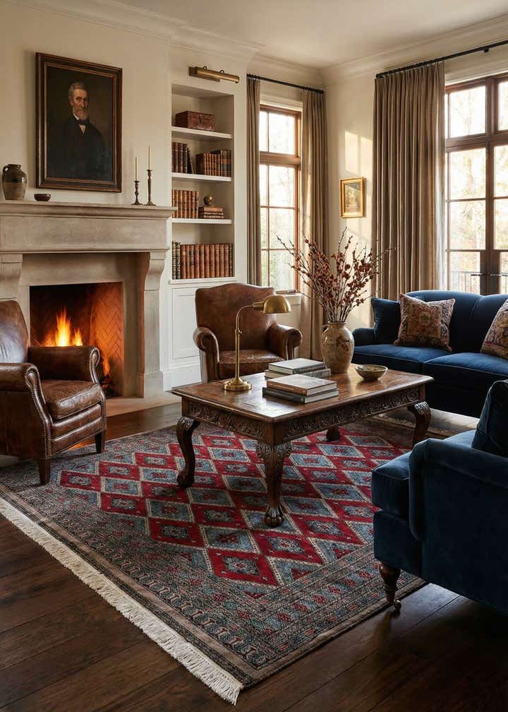 5' 7 x 6' 3 Hand Knotted Bokhara Oriental Wool Square Rug