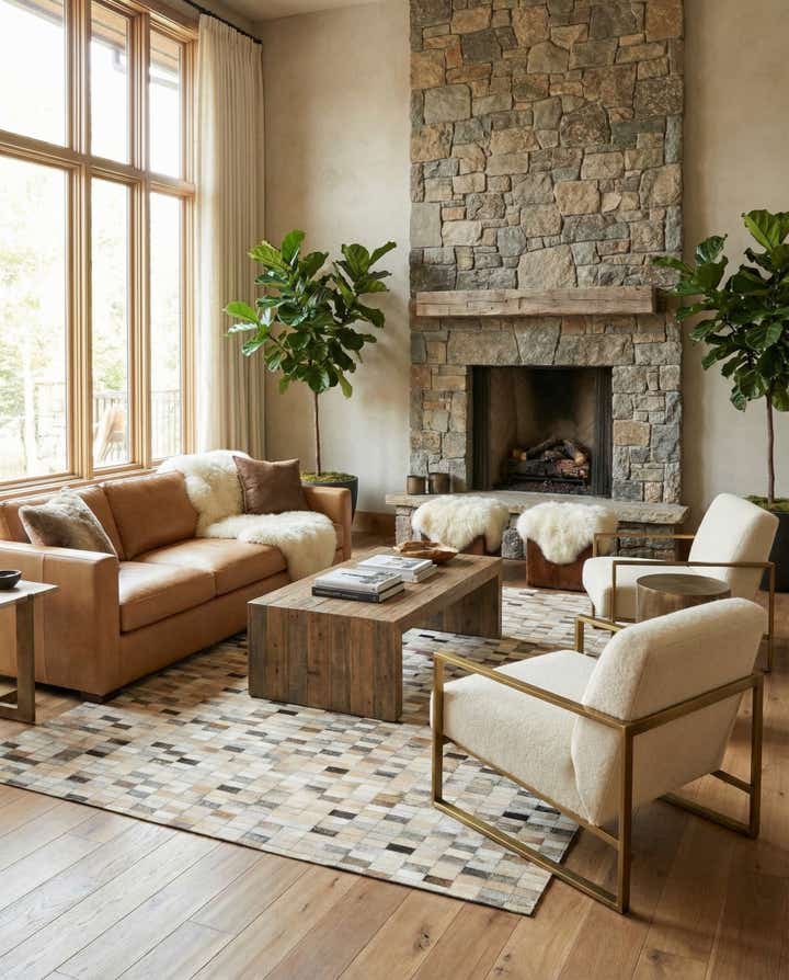 5' 3 x 8' Cowhide - Patchwork Rug