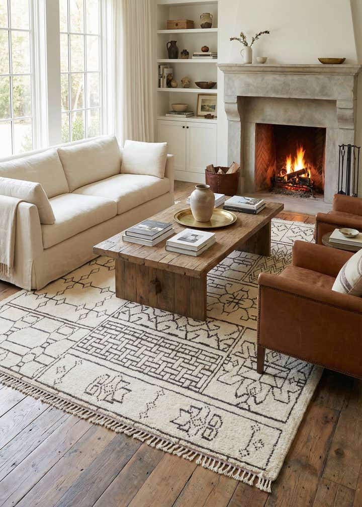8' 9 x 12' 7 Hand Knotted Moroccan Wool Rug