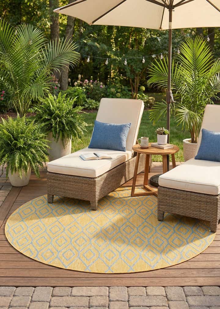 6' 7 x 6' 7 Easy-Clean Jill Zarin Turks and Caicos Indoor / Outdoor Round Rug