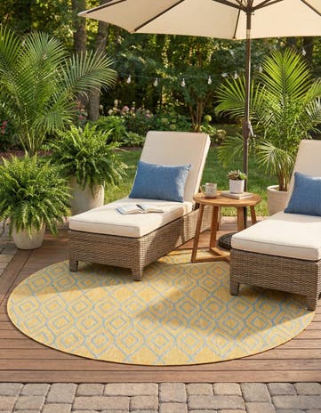 6' 7 x 6' 7 Easy-Clean Jill Zarin Turks and Caicos Indoor / Outdoor Round Rug