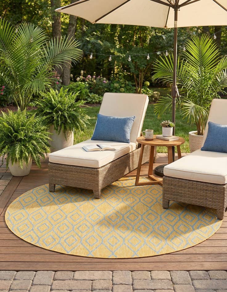 Detail image of 6' 7 x 6' 7 Easy-Clean Jill Zarin Turks and Caicos Indoor / Outdoor Round Rug