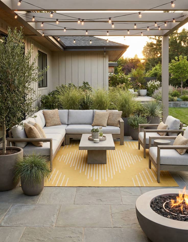 Detail image of 13' x 13'  Washable Modern Indoor / Outdoor Square Rug